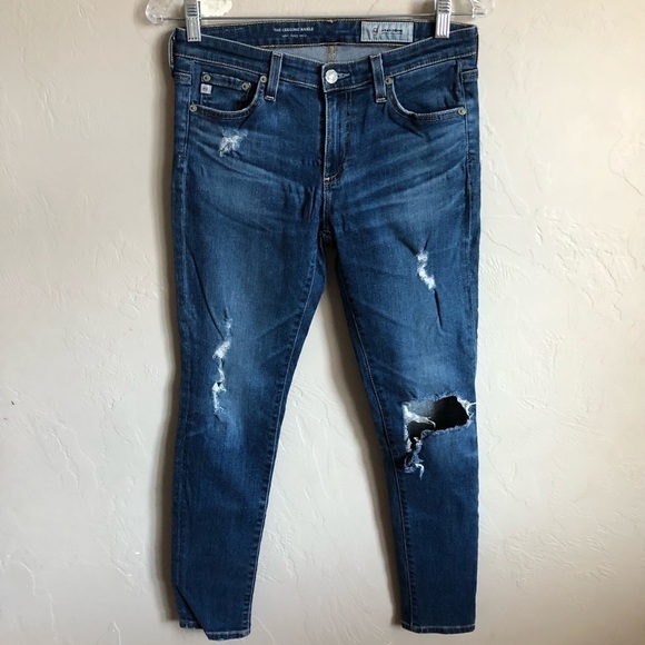 AG The Ankle Super Skinny Distressed Denim Jeans - Picture 2 of 12